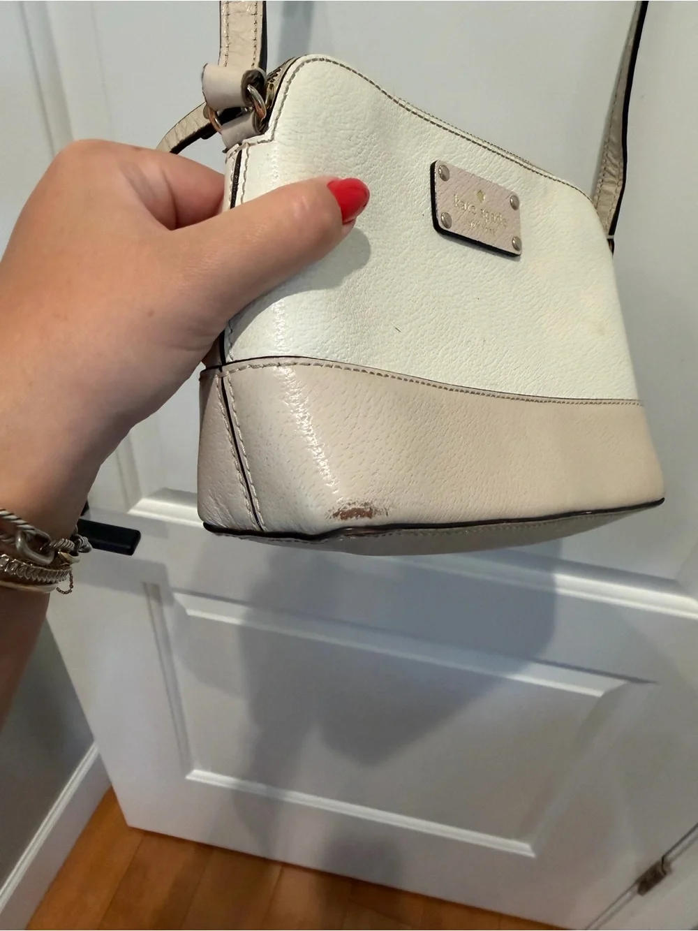 kate spade Cream Crossbody with Blush Trim and Adjustable Strap